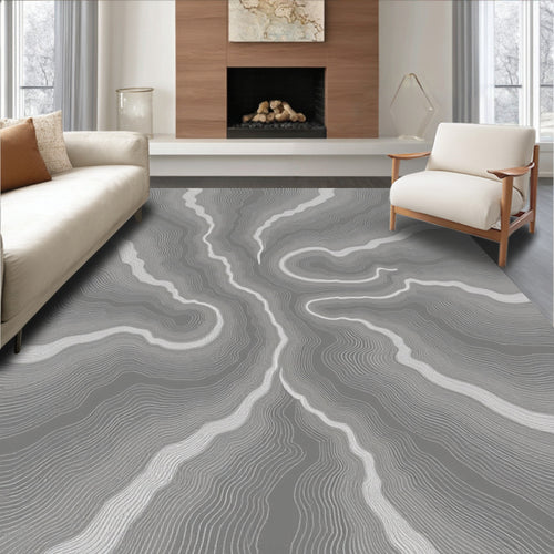 Abstract Swirling Contour Pattern Rug