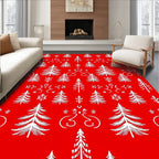Festive Trees Winter Snowflake Pattern Rug