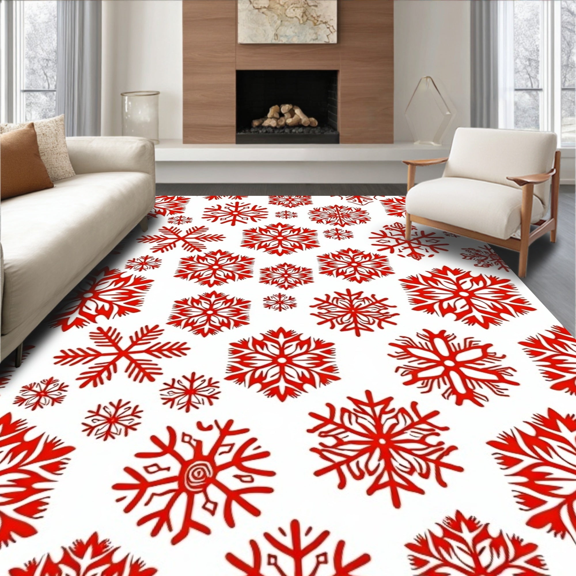Festive Snowflakes Pattern Design Rug