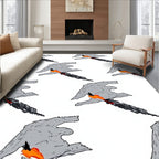 Abstract Fire Winged Shape Rug
