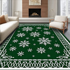 Elegant White Snowflake Festive Design Rug