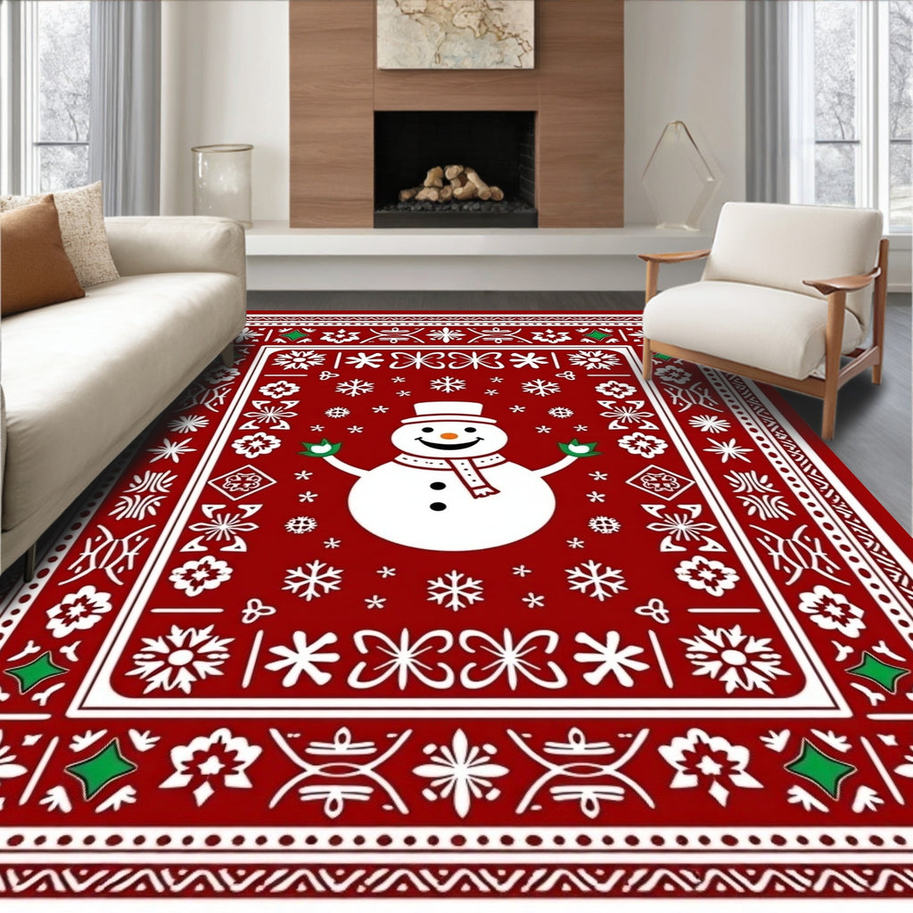 Festive Snowman Winter Holiday Rug