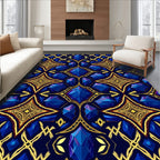 Ornate Royal Blue Gem Pattern Rug