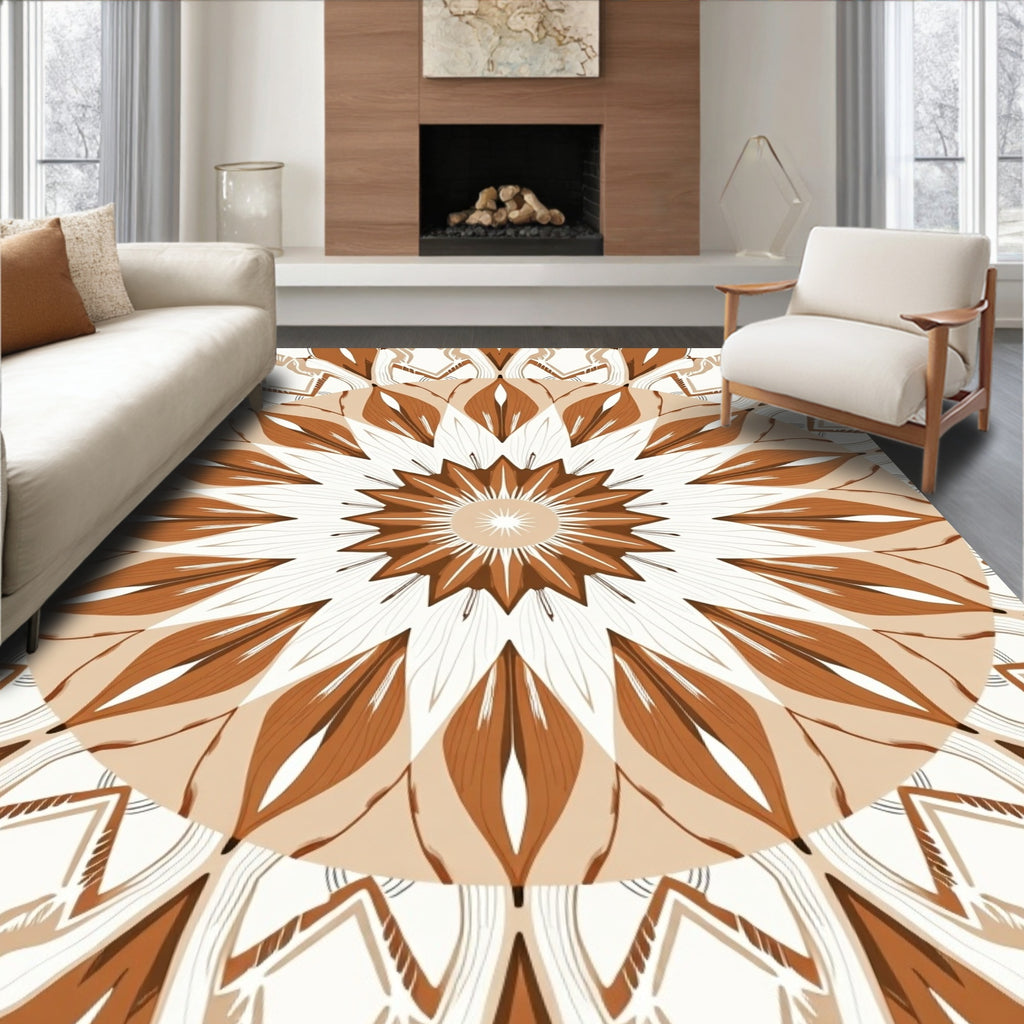 Brown Mandala Floral Abstract Design Rug