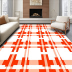 Bold Orange Plaid Pattern Design Rug