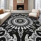 Ethereal Black White Mandala Design Rug