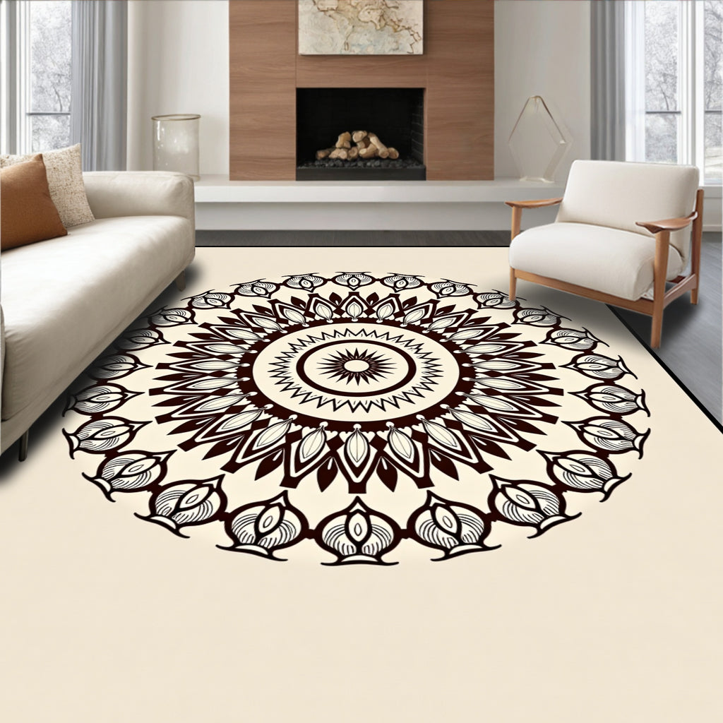 Mandala Style Intricate Floral Pattern Rug