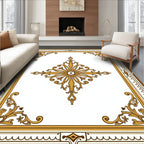 Ornate Gold Brown Floral Medallion Rug