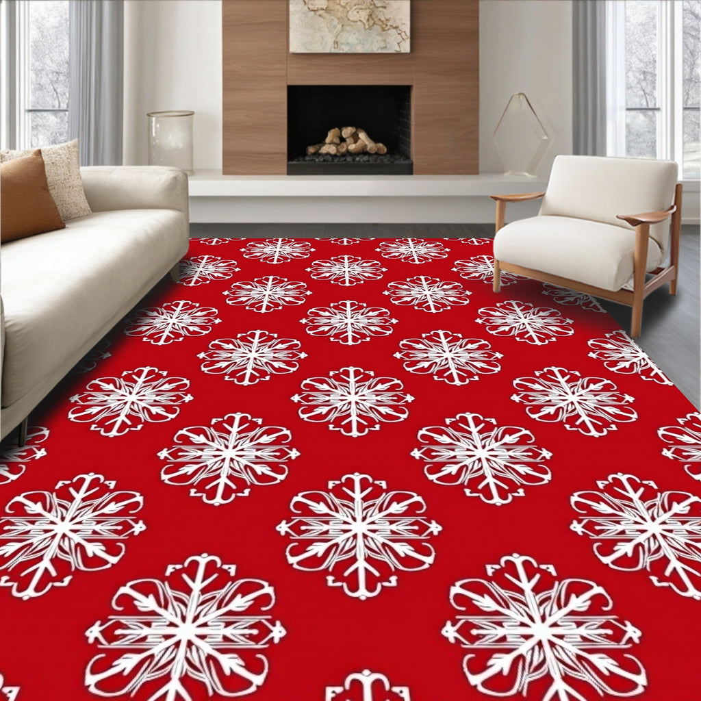 Classic Snowflake Holiday Pattern Rug
