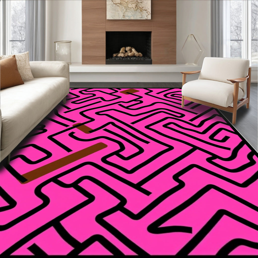 Pink Maze Pattern Rug
