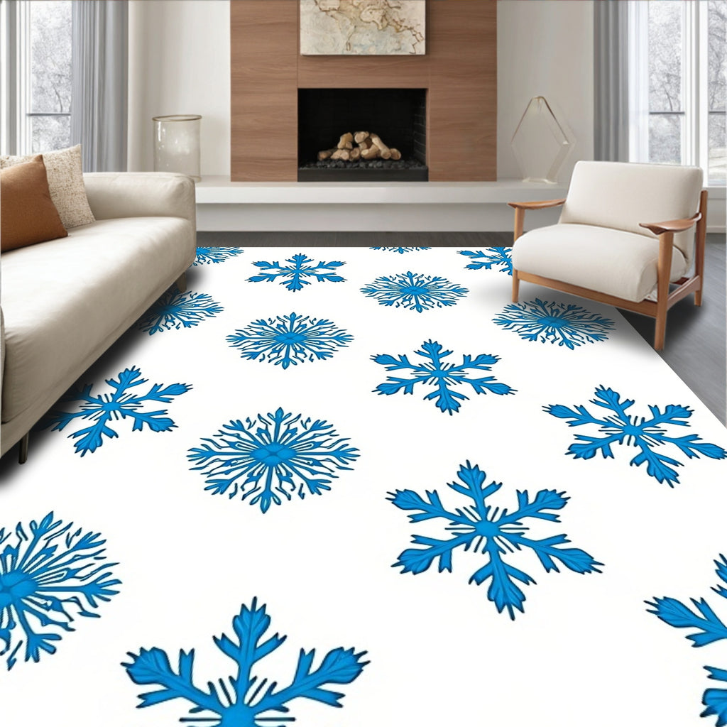 Blue Snowflake Scatter Rug