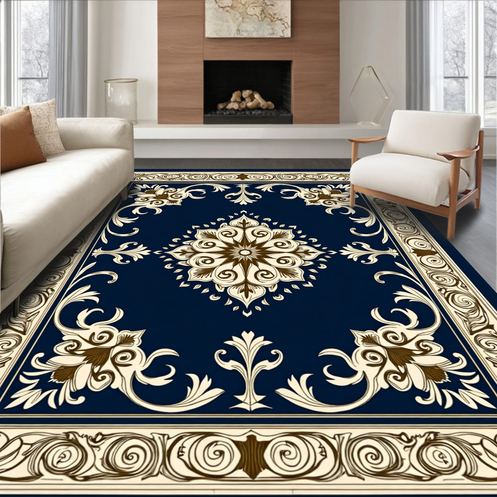 Ornate Floral Scrollwork Decorative Rug