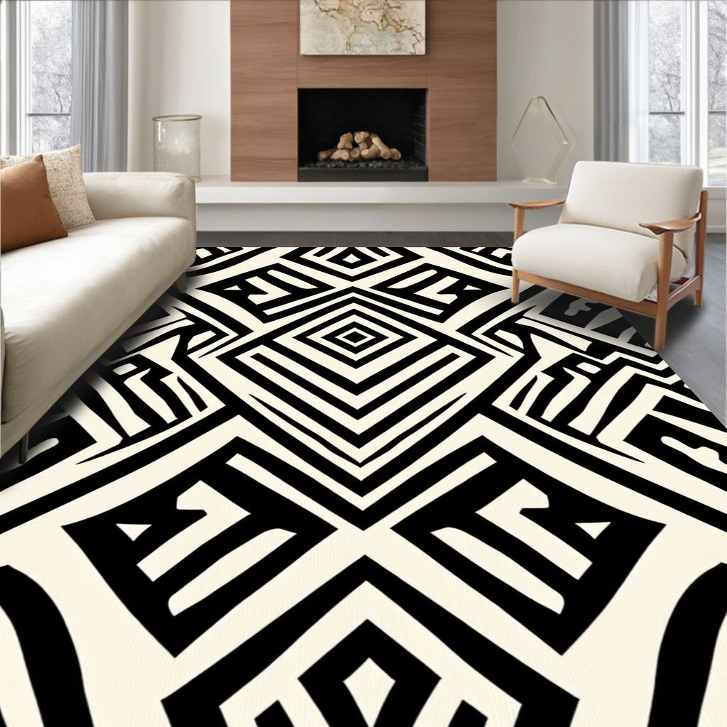 Bold Abstract Geometric Lines Rug