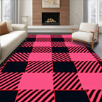 Pink Black Buffalo Check Pattern Rug