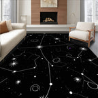 Black Cosmic Starry Night Constellations Rug