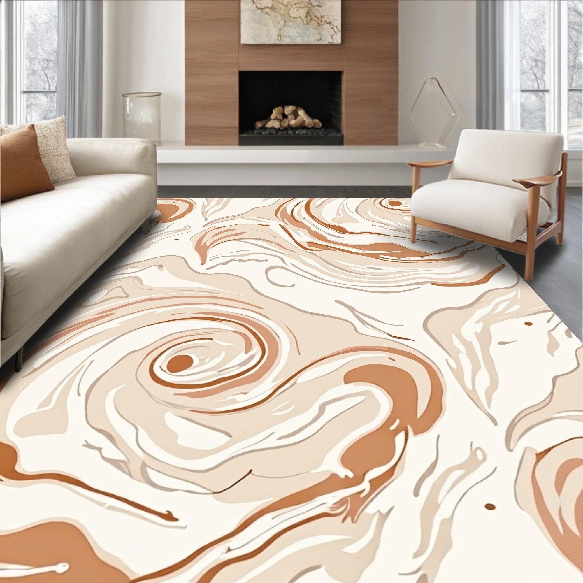 Abstract Swirl Warm Tones Rug