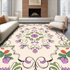 Floral Medallion Pattern With Purple Accents Rug