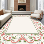 Ornate Floral Vines Decorative Border Rug