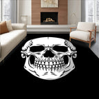 Monochromatic Skull Graphic Design Rug