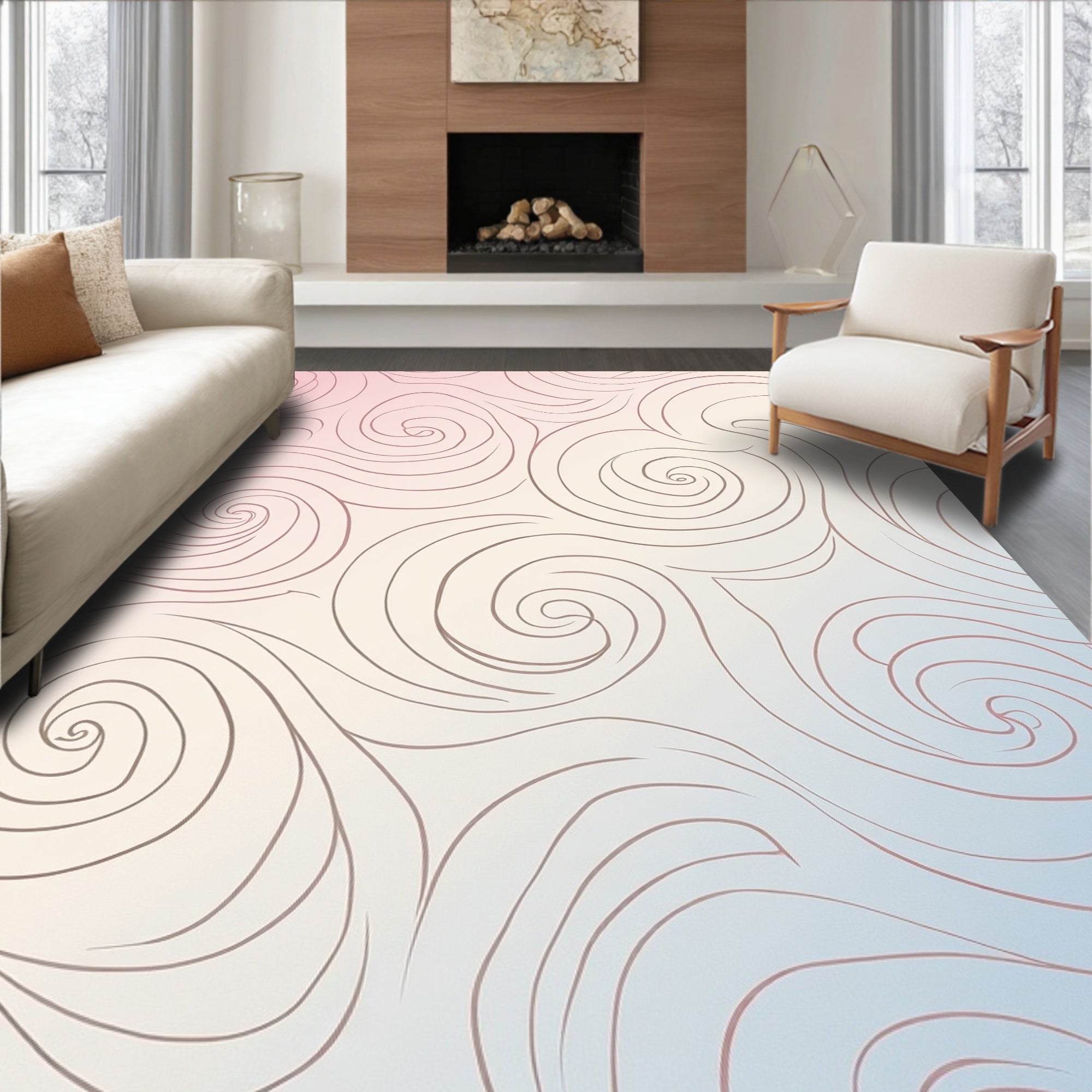 Swirling Pastel Abstract Pattern Rug