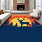 Sunset Forest Deer Silhouette Rug