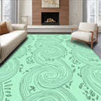Mint Green Swirls Botanical Print Rug