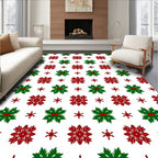 Red Green Holly Snowflake Medallion Rug