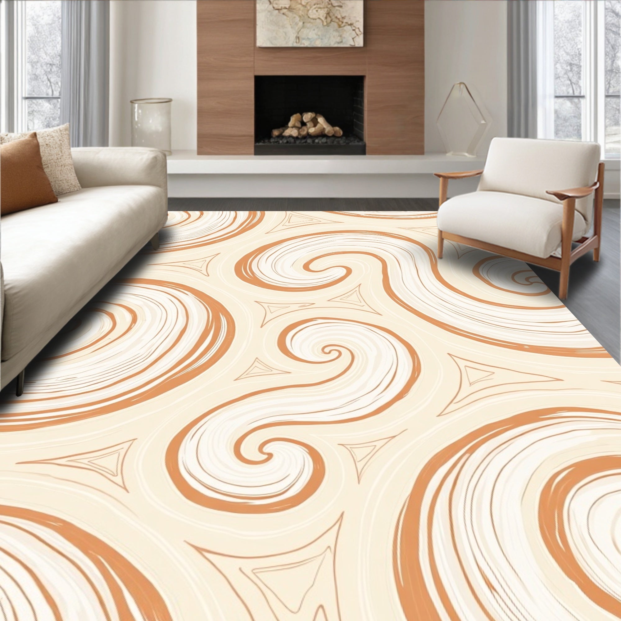 Organic Swirl Pattern with Triangle Accents Rug