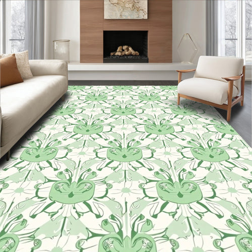 Art Nouveau Inspired Stylized Floral Rug