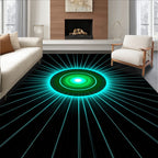 Radiant Green Blue Sunburst Design Rug
