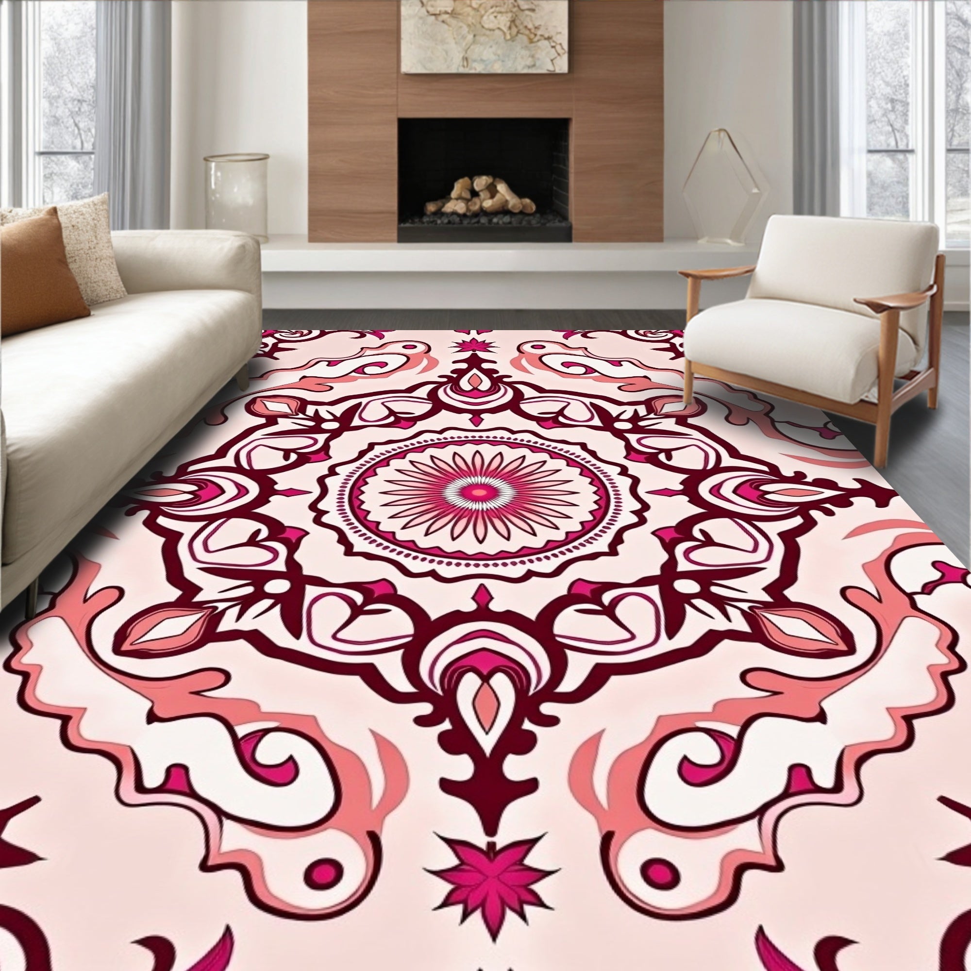 Ornate Mandala Pattern Romance Tones Rug