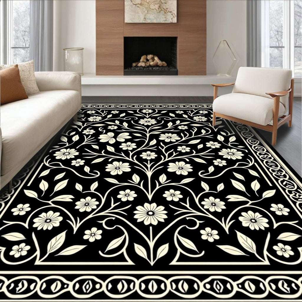 Classic Floral Vine Scrollwork Design Rug