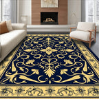 Classic Gold Floral Swirl Rug