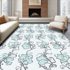 Soft Blue Floral Swirl Pattern Rug