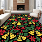 Holiday Bells Red Ribbon Firs Rug