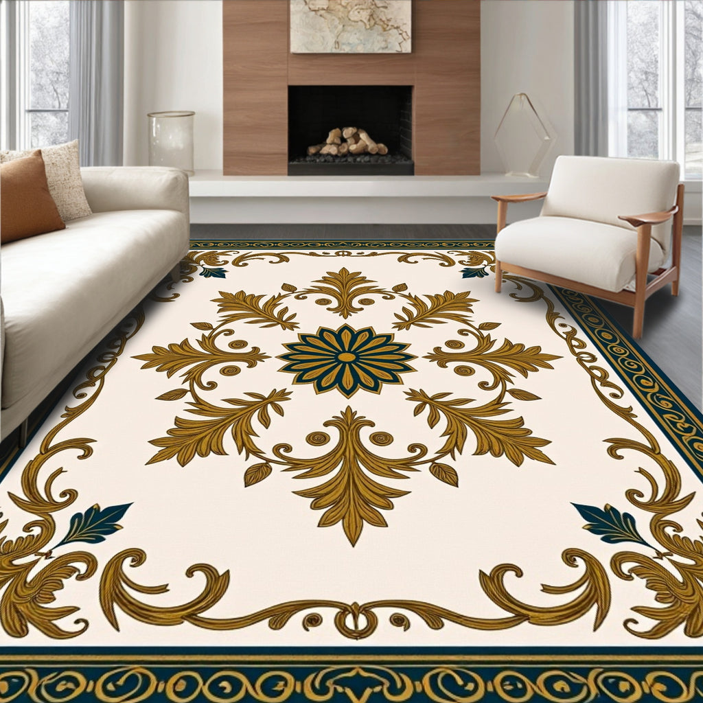 Grandeur Leaf Scroll Pattern Rug