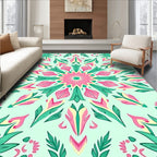 Mandala Floral Pattern with Pink Accents Rug