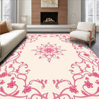 Pink Floral Vines Mandala Design Rug