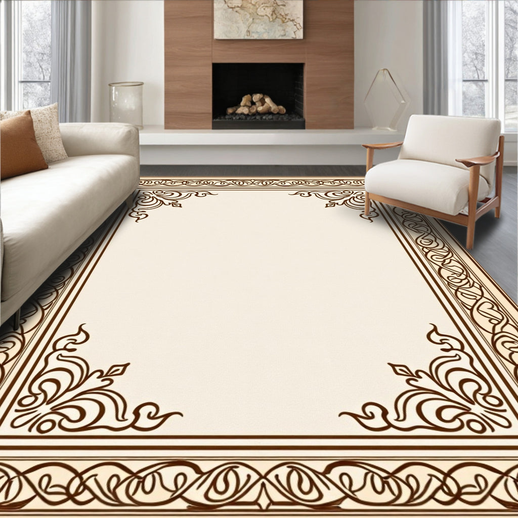 Classic Ornamental Arabesque Border Design Rug