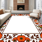 Orange Autumn Gnome Pumpkin Border Rug