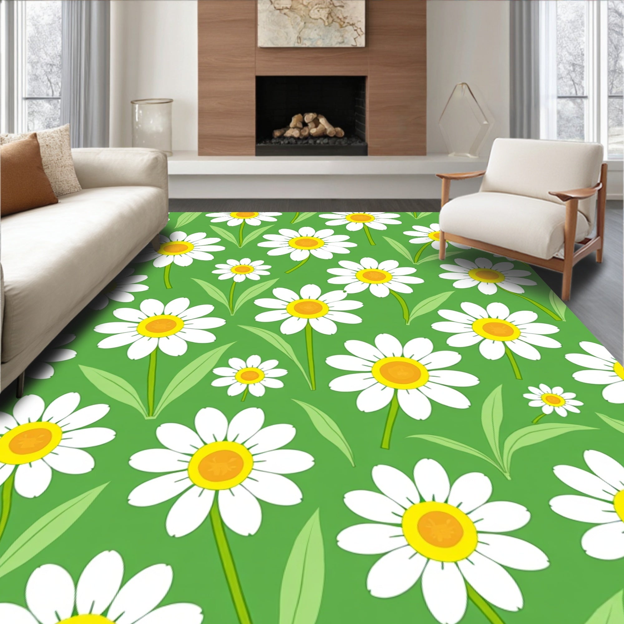 Whimsical Daisy Pattern Rug