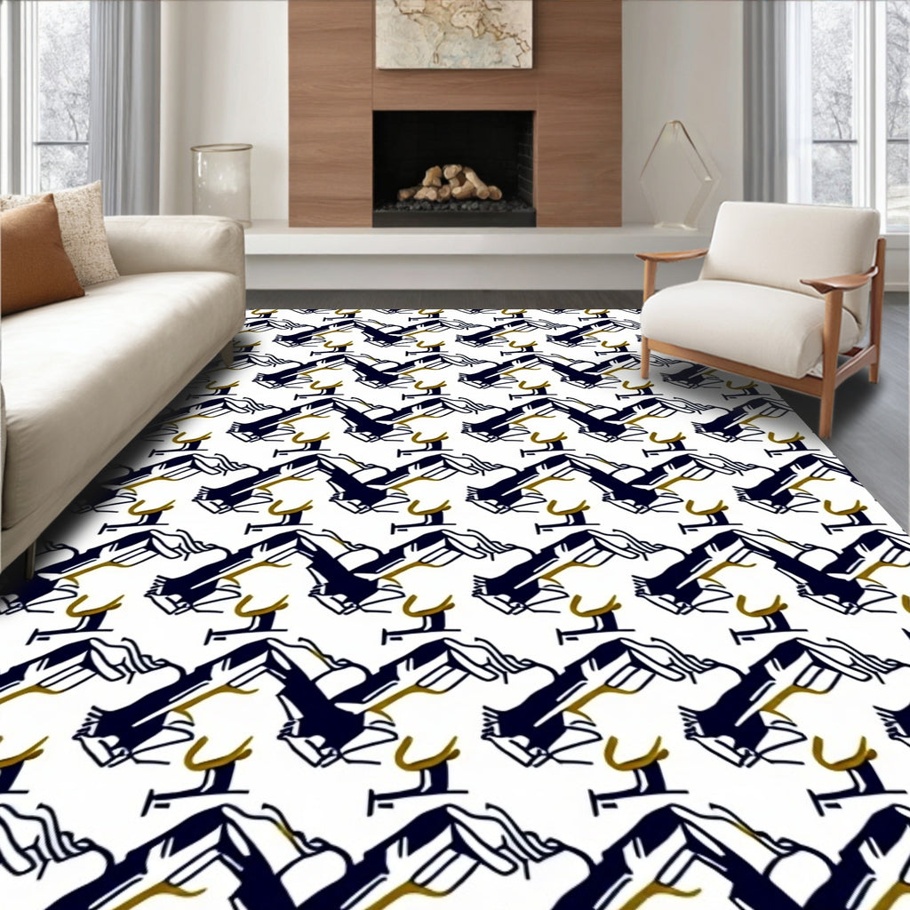 Angular Abstract Pattern With Gold Accents Rug