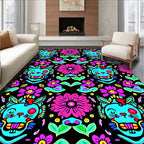 Vibrant Cat Floral Pattern Design Rug