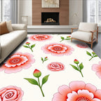 Coral Pink Floral Blossom Pattern Rug