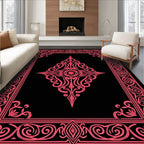 Ornate Pink Scrollwork Decorative Rug