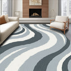Subtle Gray Brushstroke Waves Rug