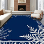 Winter Fern Snowflake Border Decor Rug