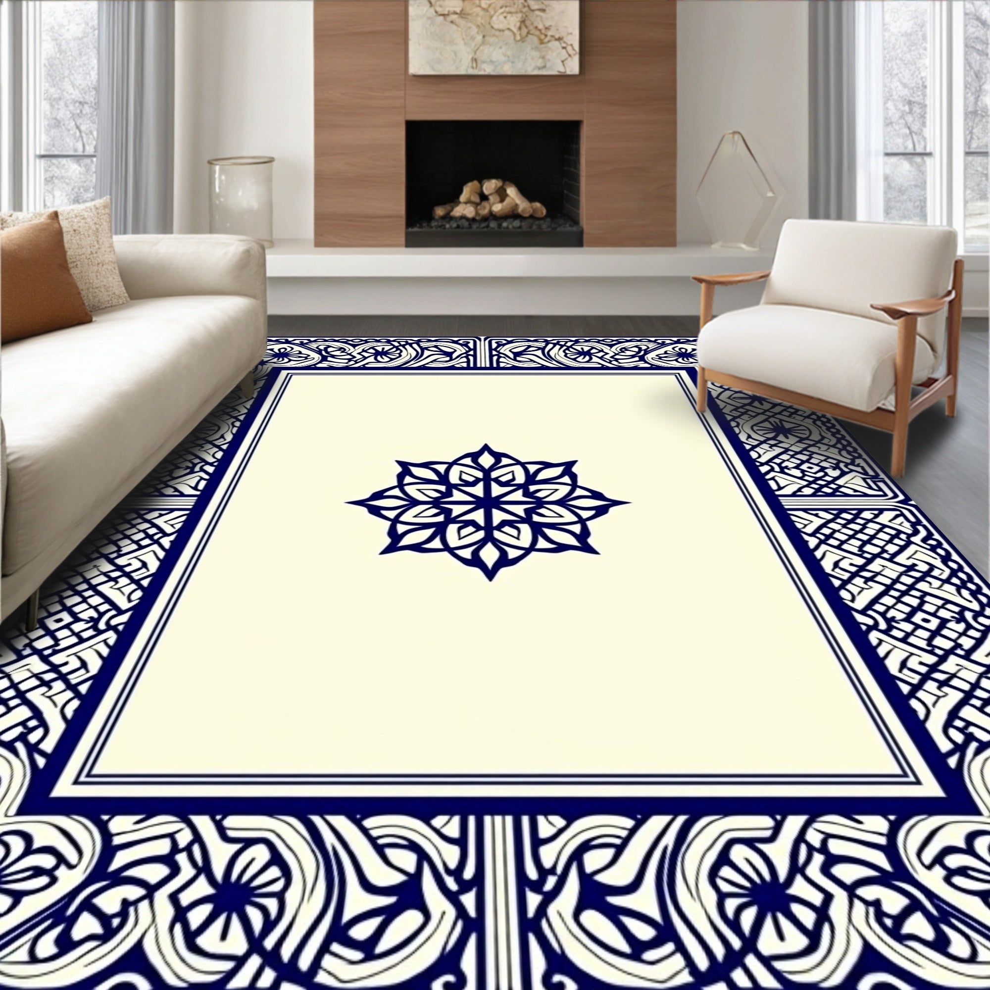 Ornate Border With Central Medallion Rug