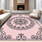 Pink Floral Medallion Motif Rug