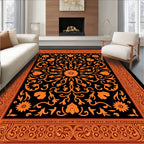 Orange Floral Medallion Border Rug